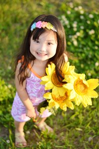 Child girl sunflower