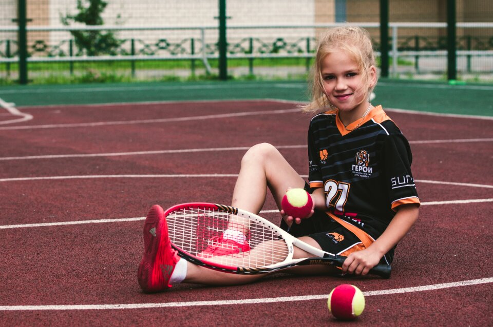 Child girl tennis sports