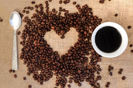 Coffee beans heart photo
