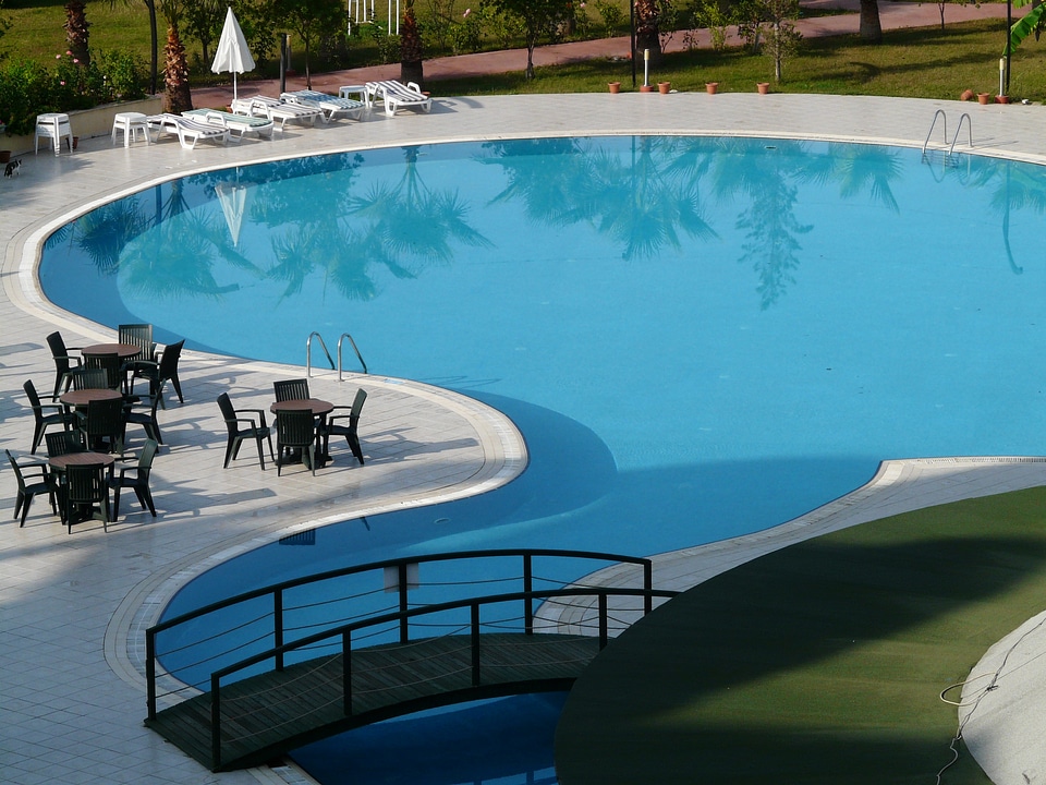 Sun loungers swim blue