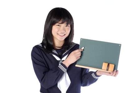 Female student blackboard