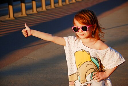 Girl child hitch hike