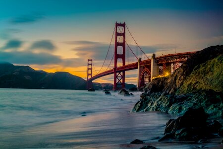 Golden gate bridge sunset photo