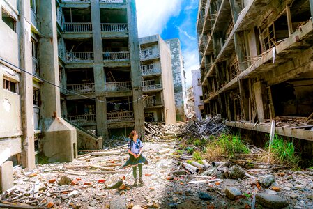 Hashima island abandoned destruction photo