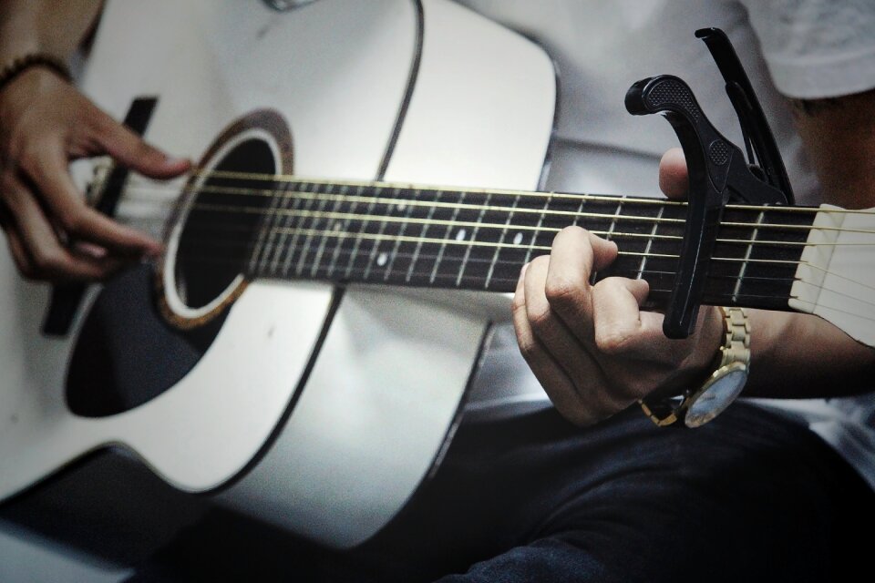 Playing guitar music