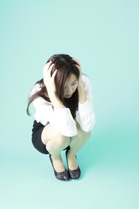 Scared businesswoman