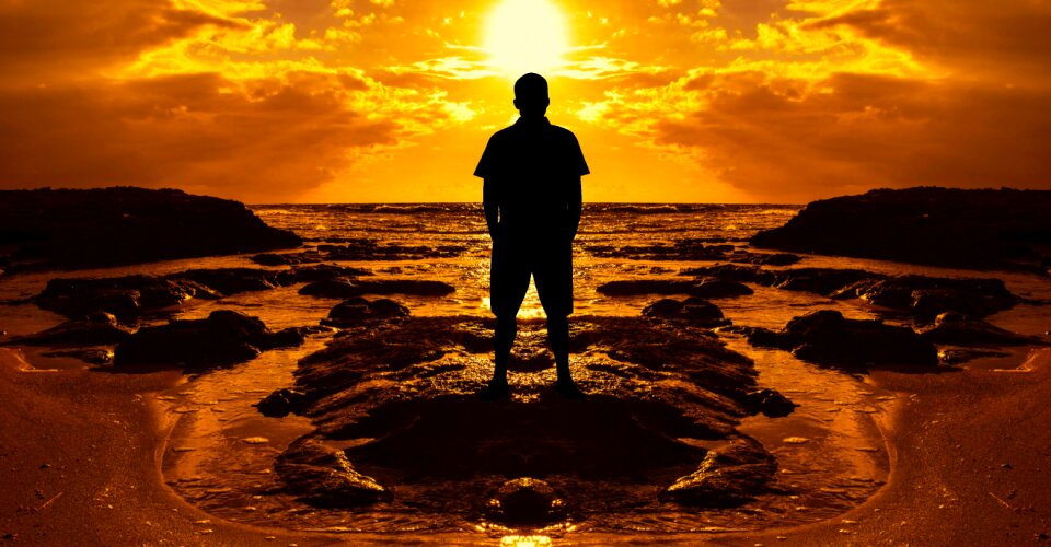 Sunset beach silhouette photo