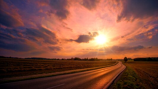 Sunset countryside road photo