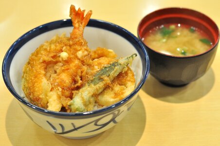 Tendon miso soup food photo
