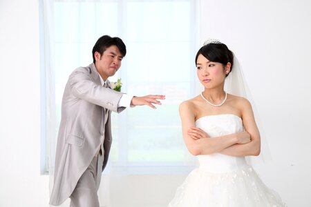 Wedding bride groom fight