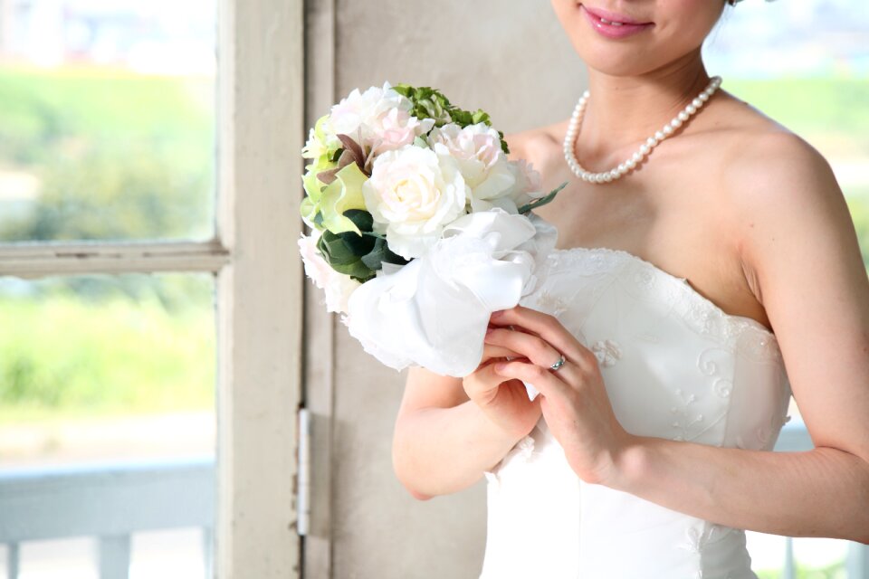 Wedding dress bride bouquet