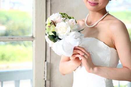 Wedding dress bride bouquet