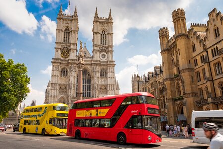 Westminster abbey london bus photo