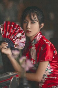 Woman girl cheongsam photo