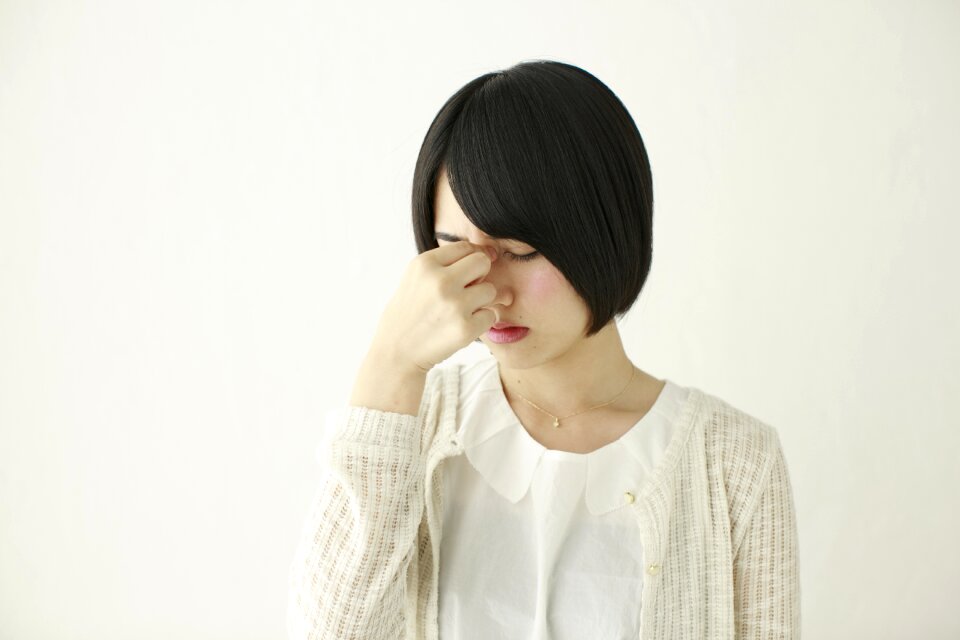 Woman girl eye strain