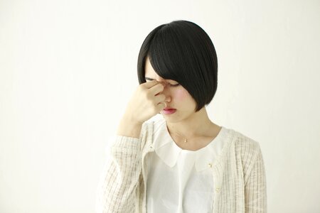 Woman girl eye strain