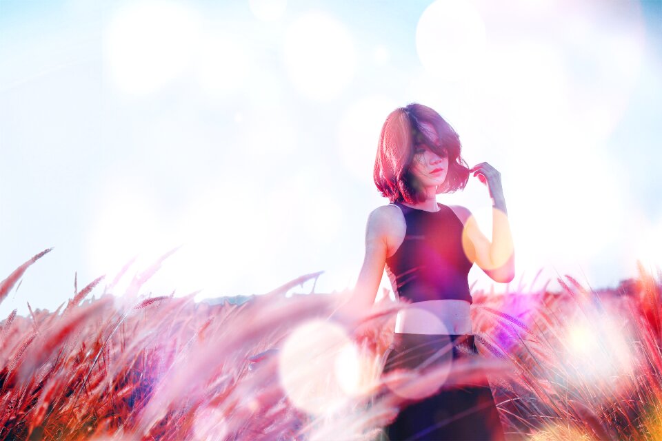 Woman girl grass