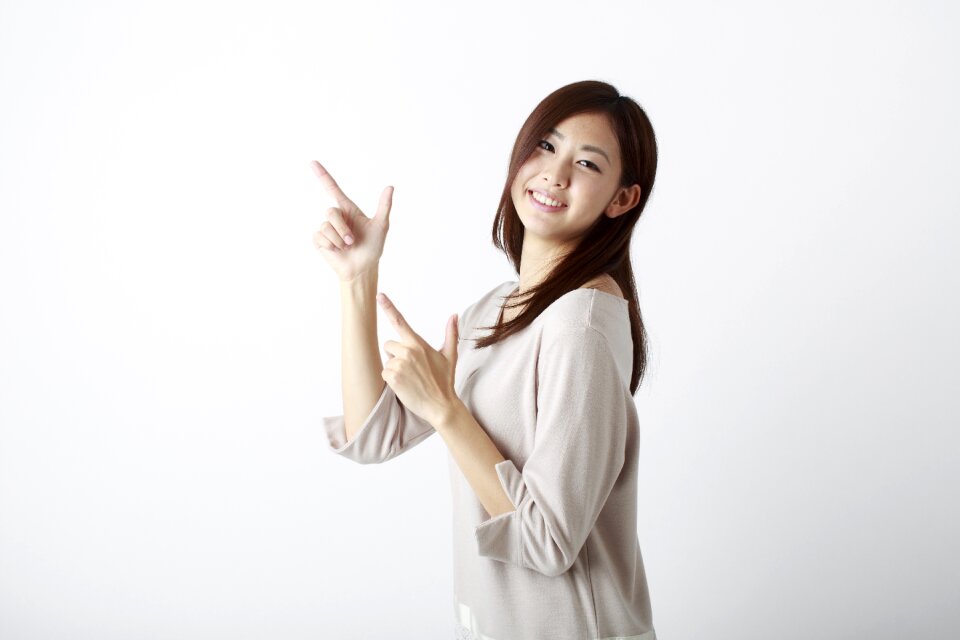 Woman girl pointing finger