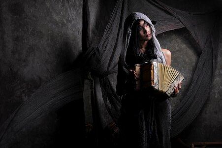 Woman girl portrait accordion