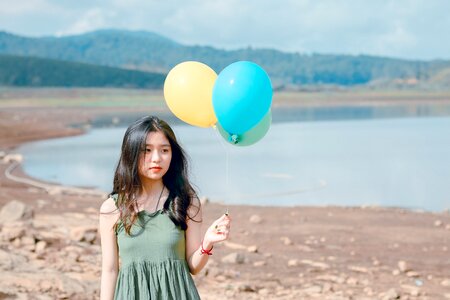Woman girl portrait balloons