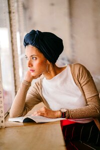 Woman girl portrait book photo