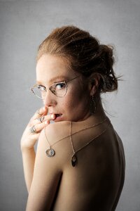 Woman girl portrait glasses