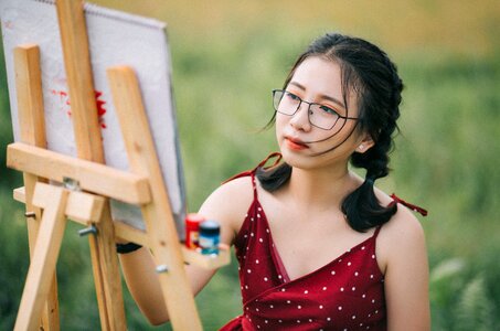 Woman girl portrait painting