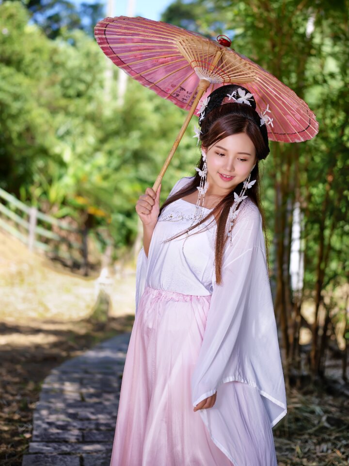 Woman girl portrait parasol