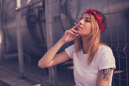 Woman girl portrait smoking photo