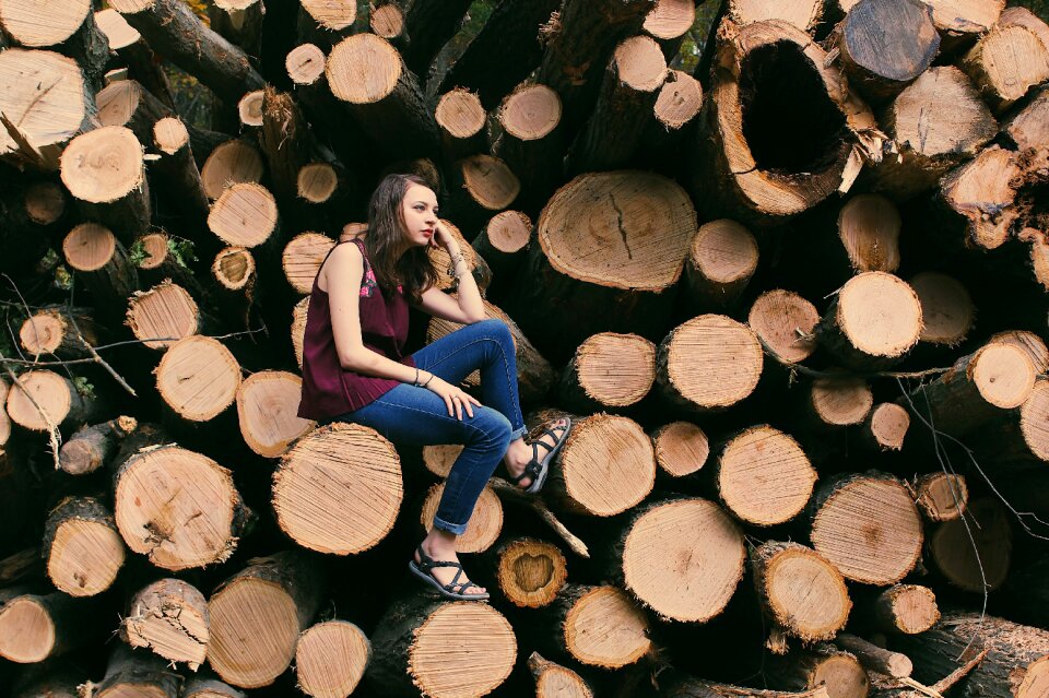 Woman girl portrait wood