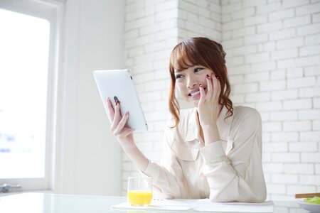 Woman girl tablet pc