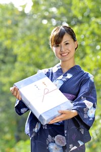 Woman girl yukata gift photo