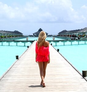 Woman resort pier