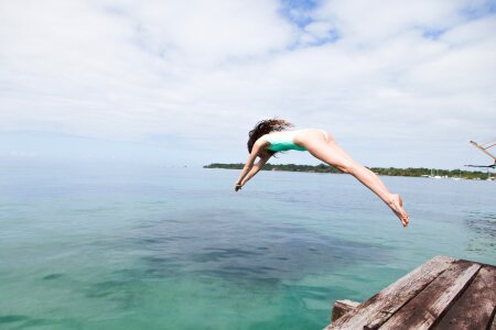 Woman sea dive photo