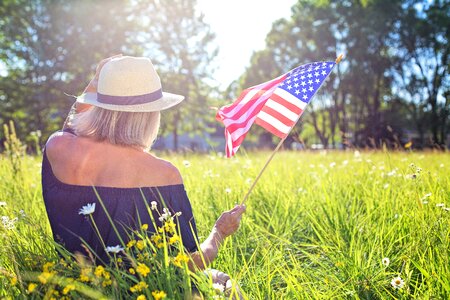 Woman stars and stripes flag