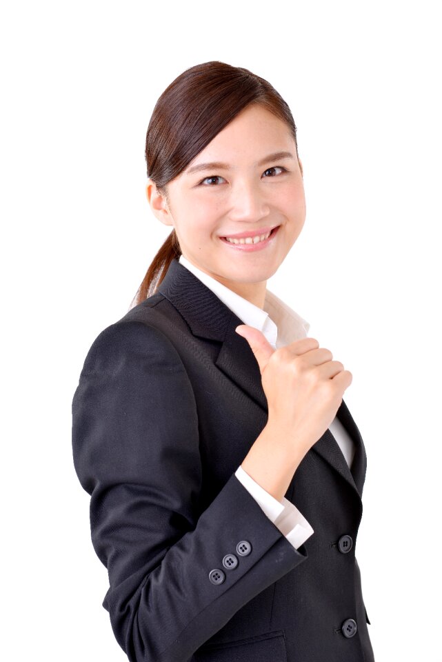 Business woman thumbs up