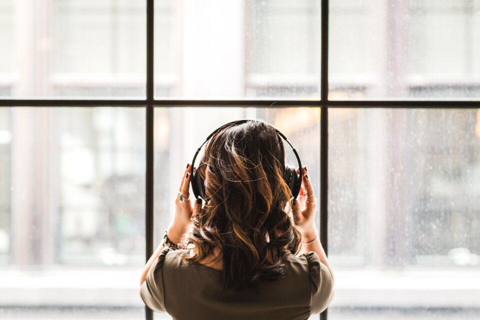 Listening to music woman