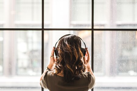 Listening to music woman