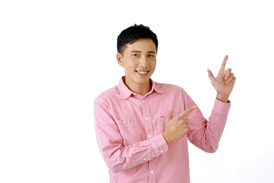 Man male portrait pointing