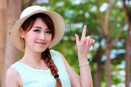 Woman girl pointing