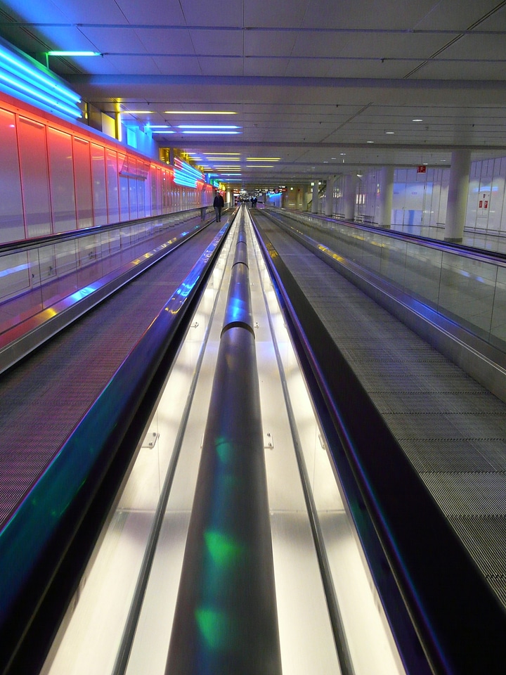 Treadmill moving sidewalk rolling pavement photo