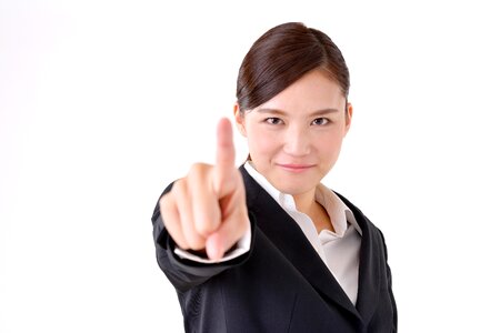 Business woman pointing photo