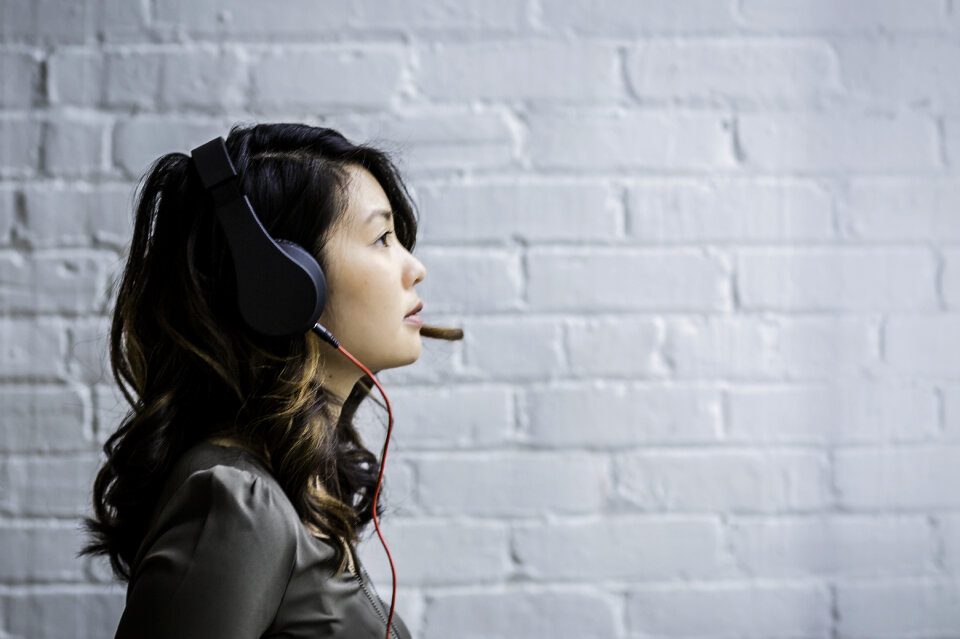Listening to music woman