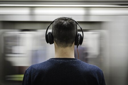 Man listening to music photo