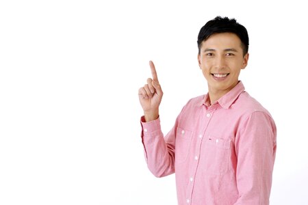 Man male portrait pointing photo