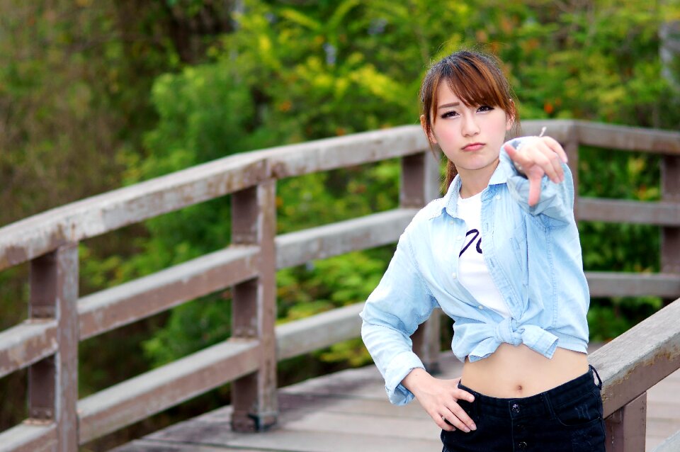 Woman girl pointing