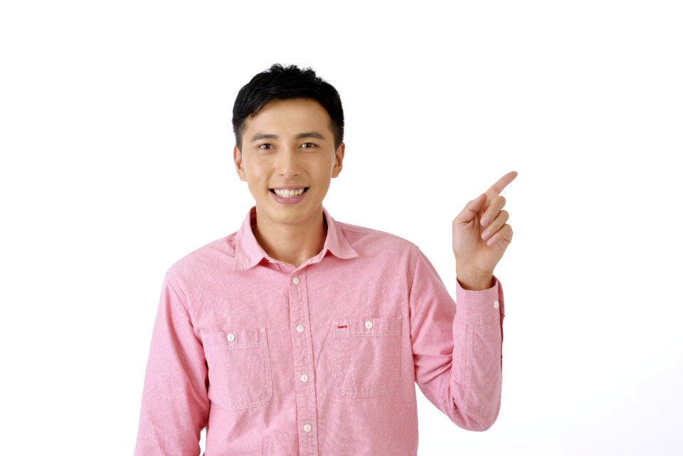 Man male portrait pointing