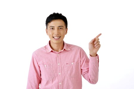 Man male portrait pointing