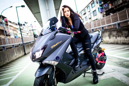 Woman girl motorcycle