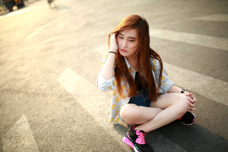 Woman girl sitting